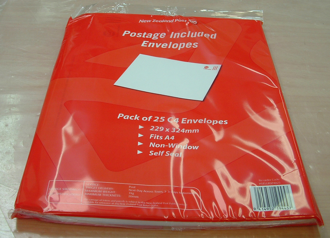 C4 Prepaid Envelopes Pack of 25